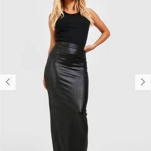 NWT FAUX LEATHER JERSEY TUBE MAXI SKIRT